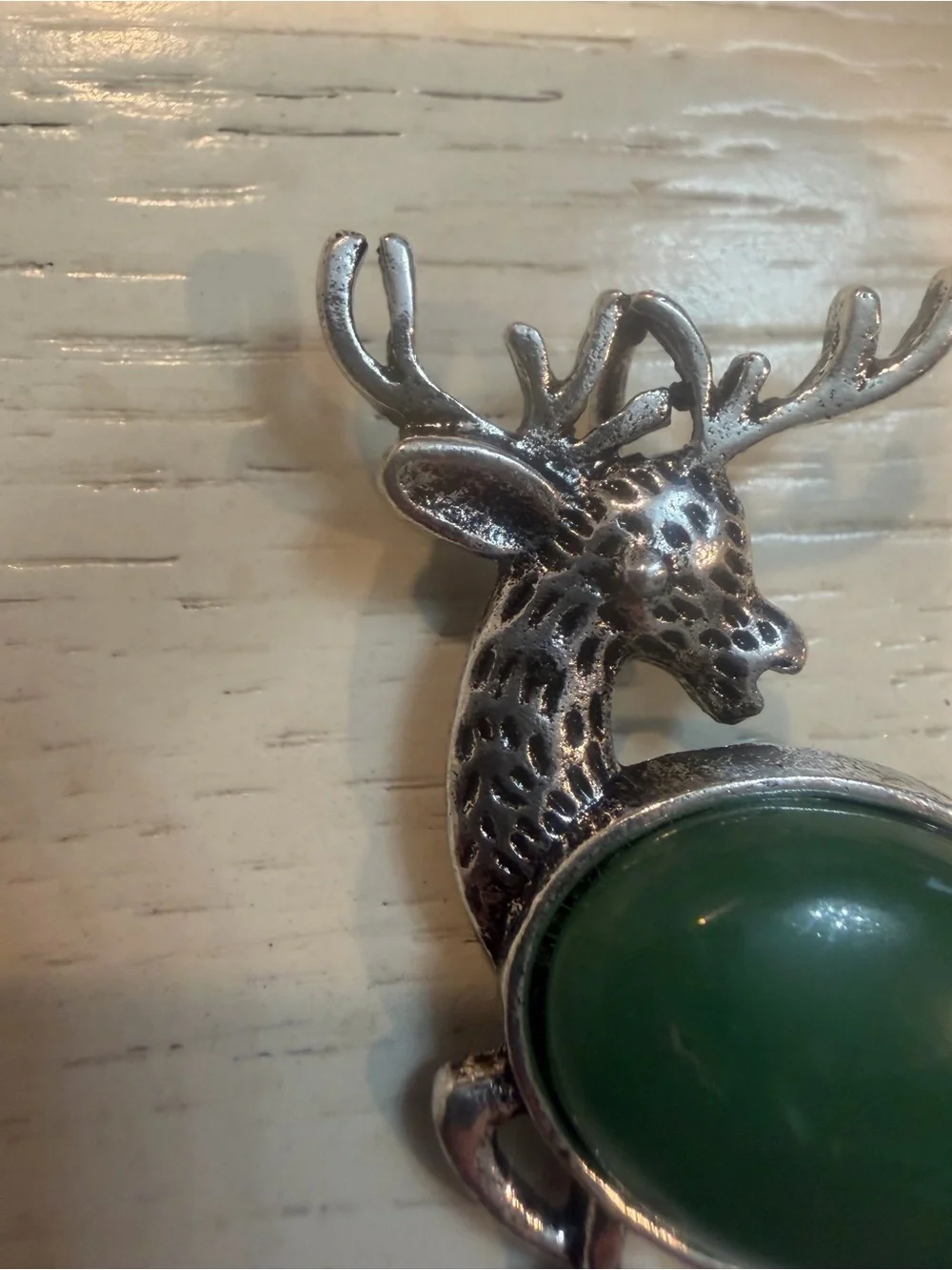 RARE Vintage Silver Tone Jelly Belly Deer Brooch